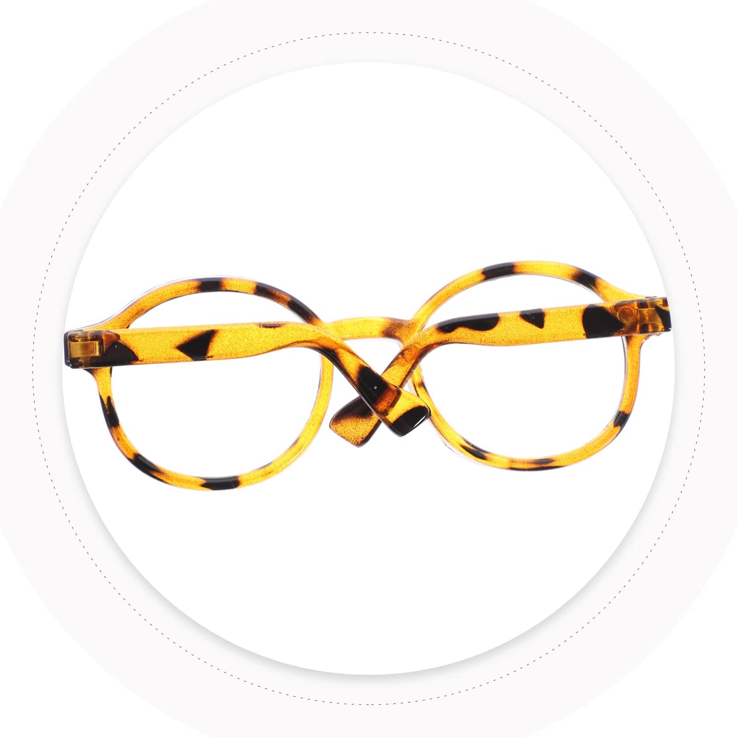 Kids Small Doll Glasses 2Pcs Leopard Round Rimmed Doll Eyeglasses Frame Fashion Dolls Reading Glasses Doll Dress up Costume Accessories 6.5cm Vintage Decor