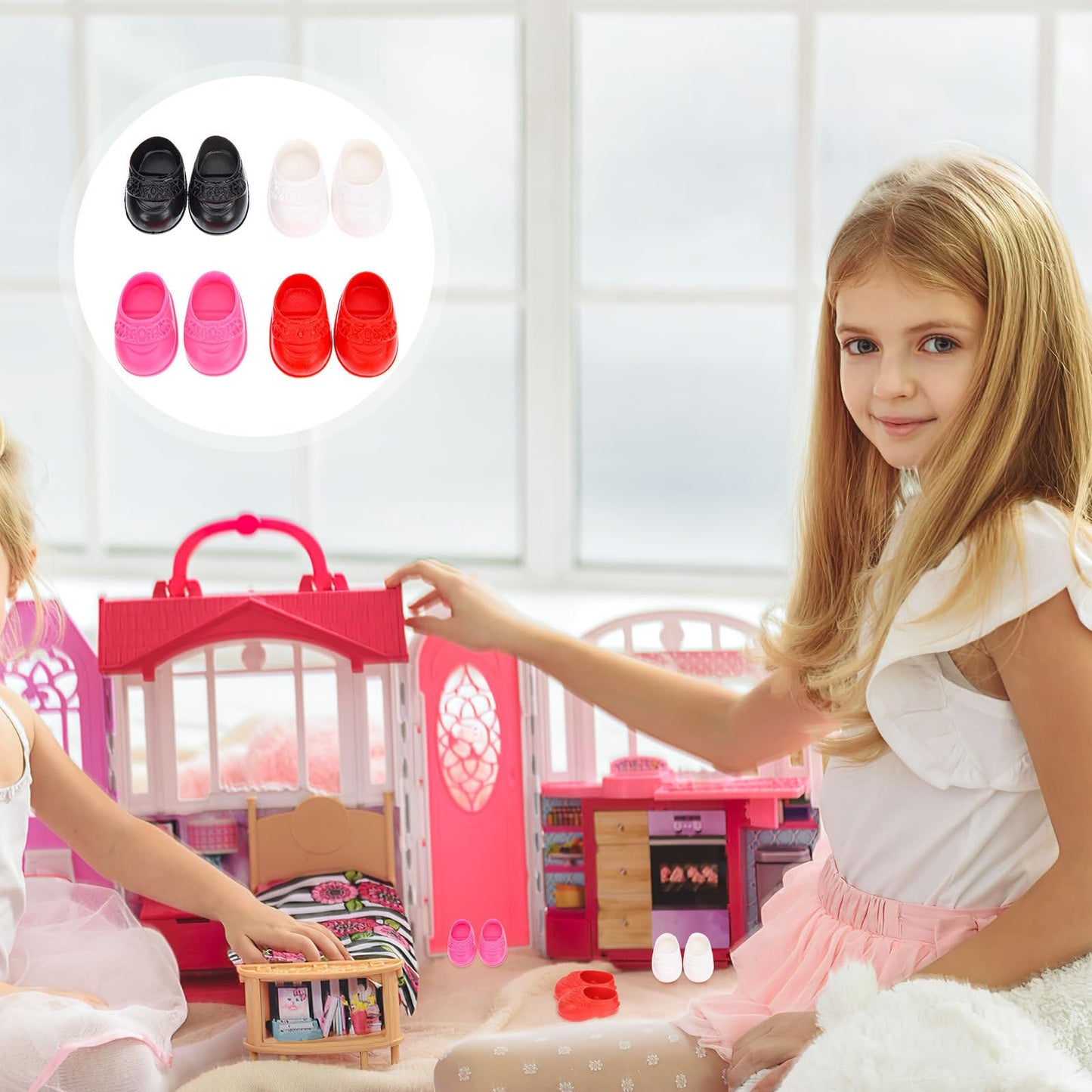 4 Pairs Doll Shoes Finger Shoes for 6 Inch Dolls - Mini Finger Shoes Girl Doll Accessories for 16cm BJD Dolls Closet