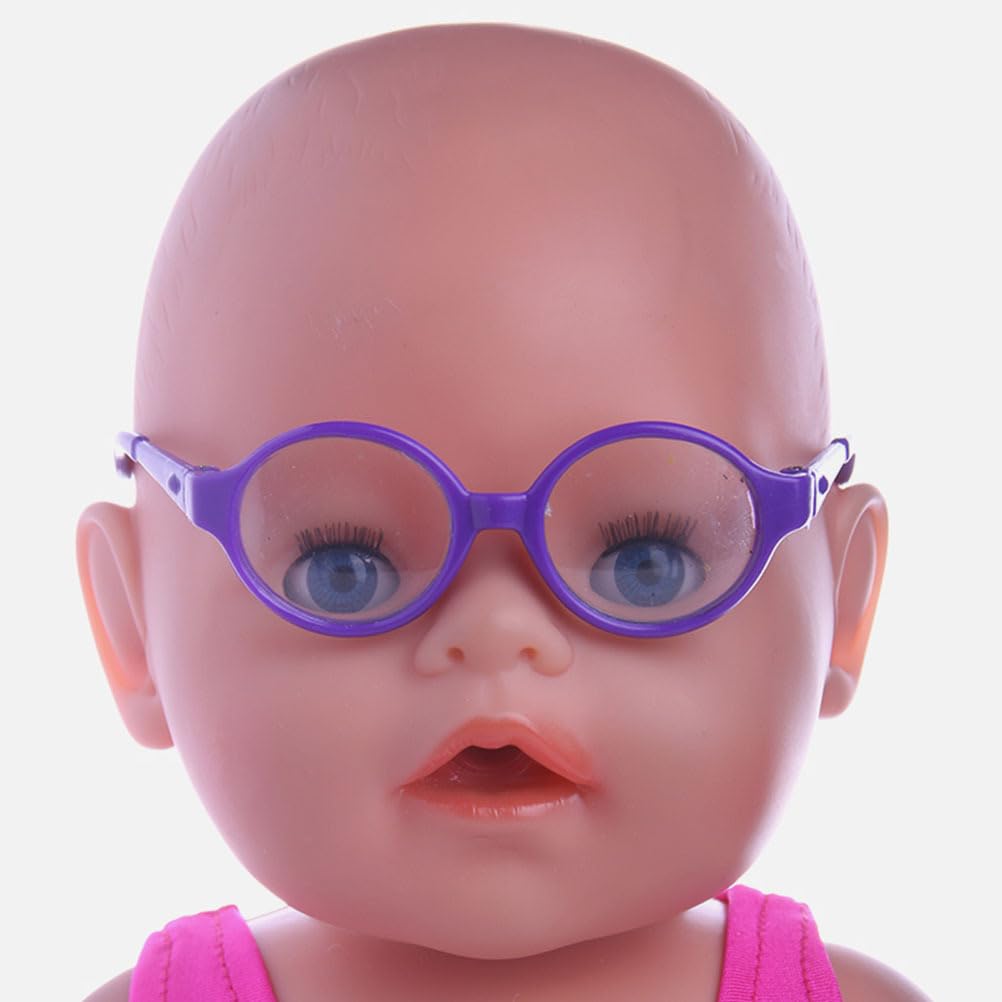 Girl Toys 3 Pairs Doll Glasses Doll Eyeglasses Miniature Plastic Glasses Round Glasses Frame Mini Glasses for 18 Inches Dolls Toy