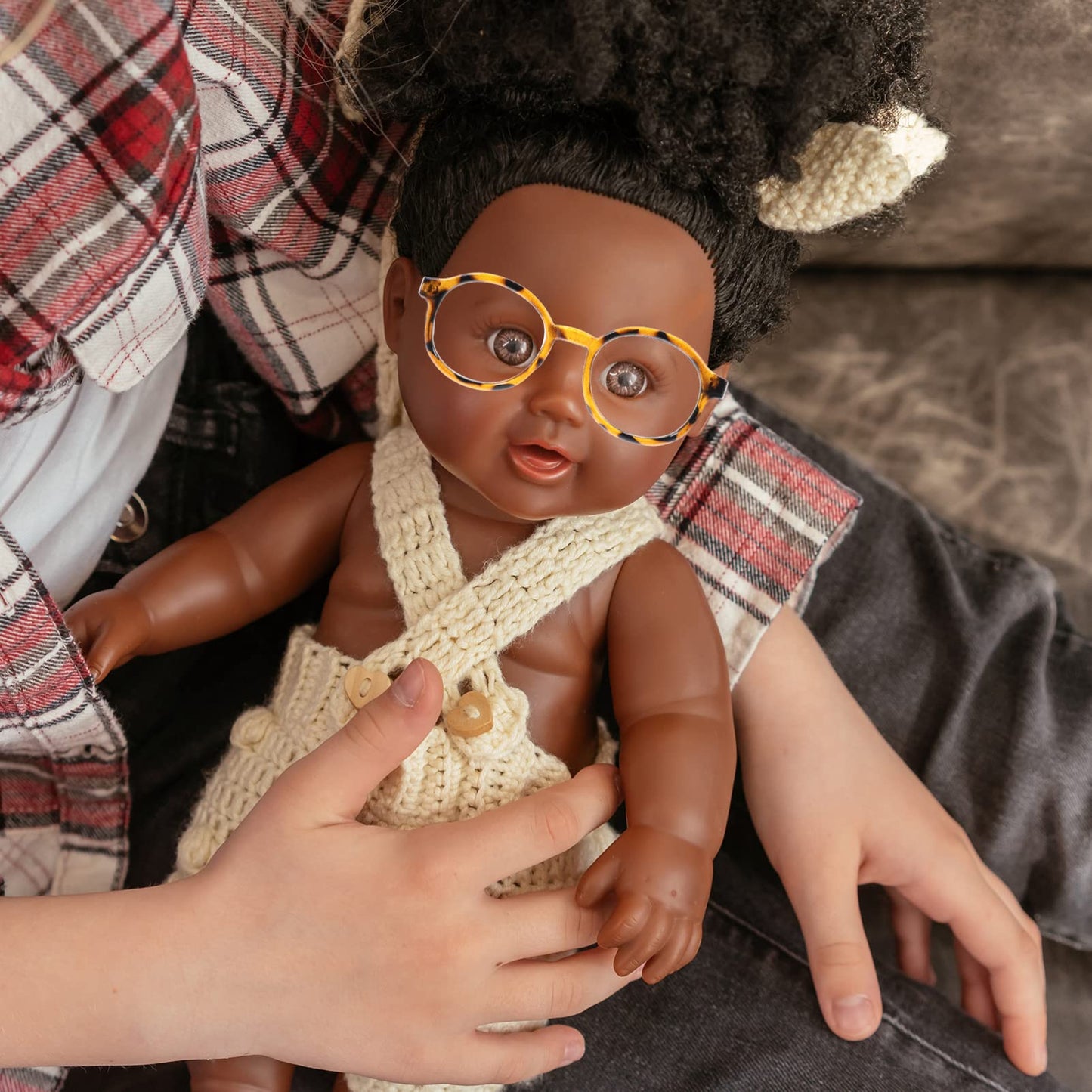 Kids Small Doll Glasses 2Pcs Leopard Round Rimmed Doll Eyeglasses Frame Fashion Dolls Reading Glasses Doll Dress up Costume Accessories 6.5cm Vintage Decor