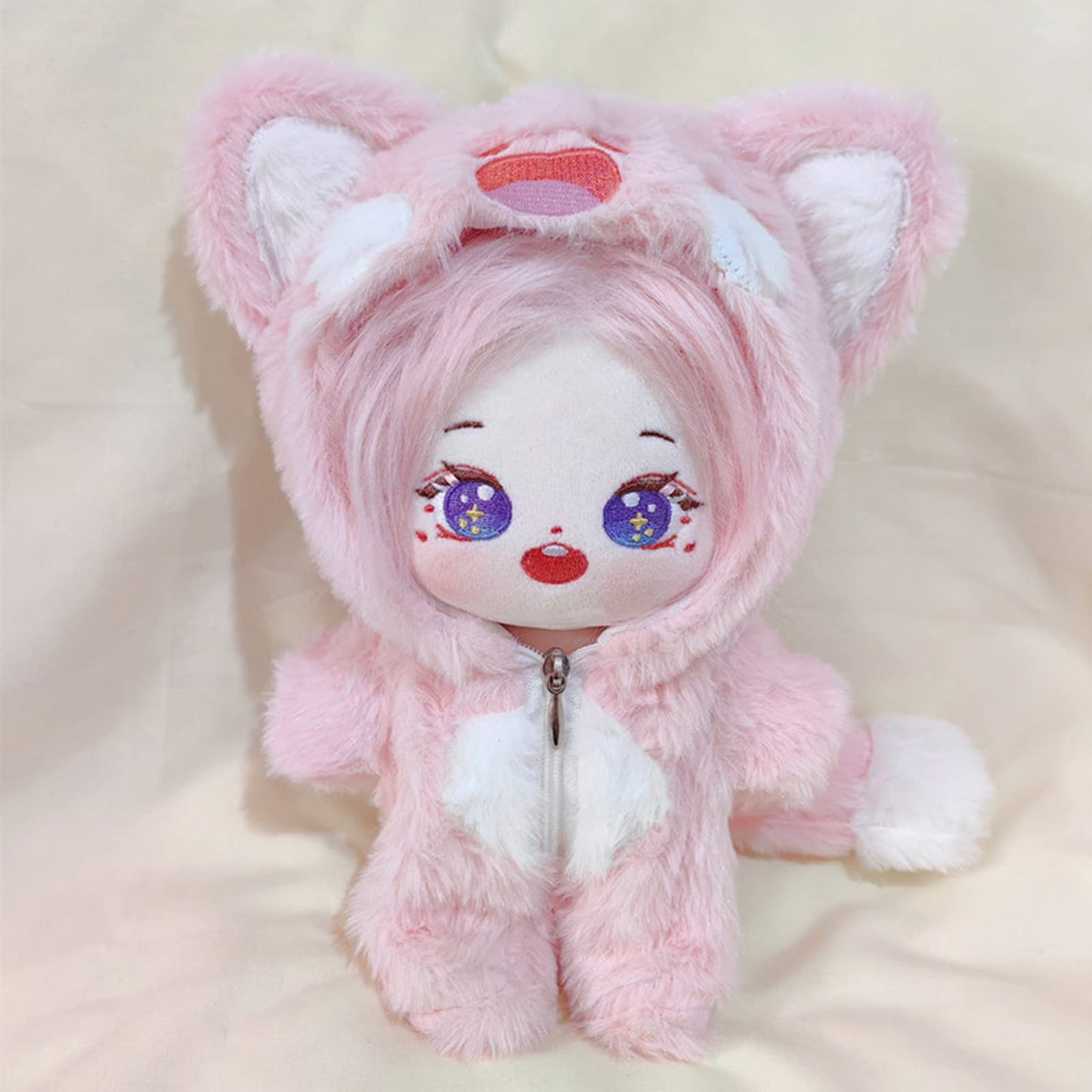 20cm Plush Doll Clothes Anime Figure Outfits for Skzoo Dolls Plush Toys Soft Stuffed Animals Cotton Doll Gift Dolls for Girl（for 20cm Doll） (PinkCat Suit)