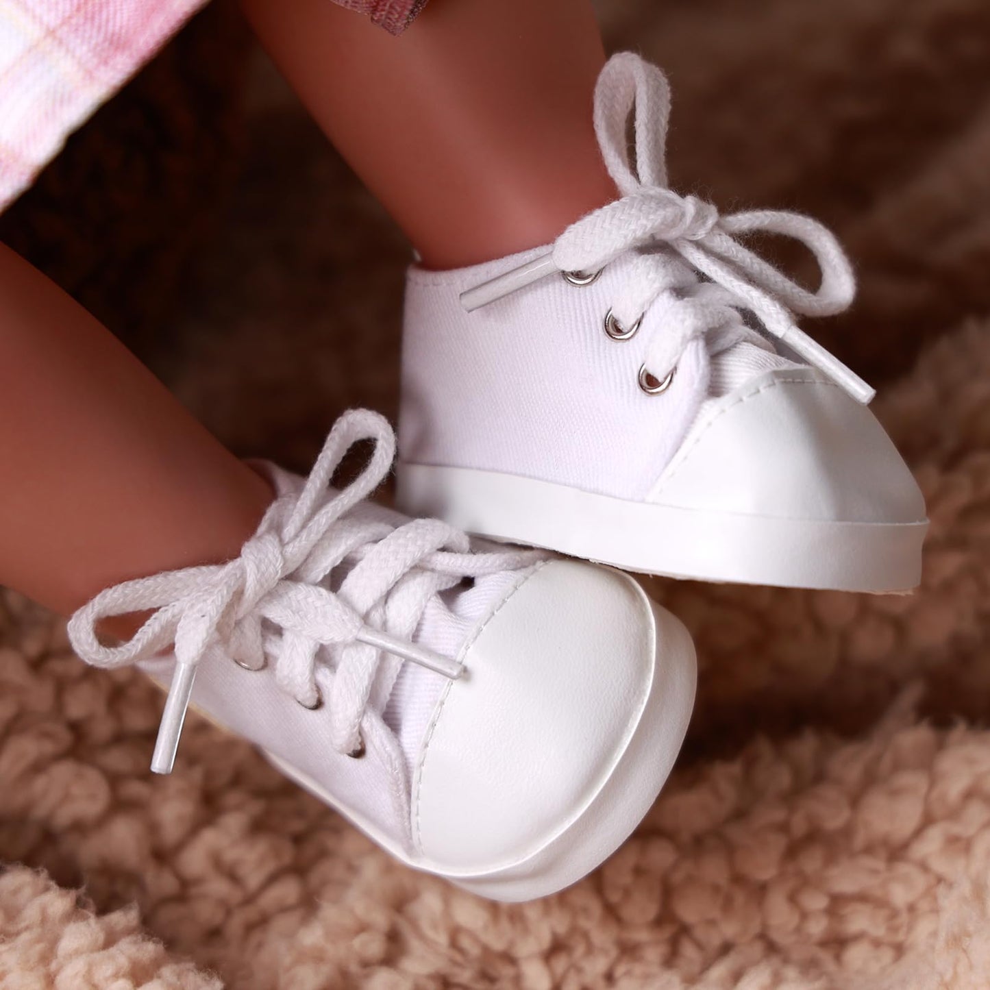 Baby Doll Shoes, 17-22 Inch Baby Doll Accessories Doll Canvas Shoes with Laces for Realistic Baby Dolls Girls & Boys, White with Letter Pattern